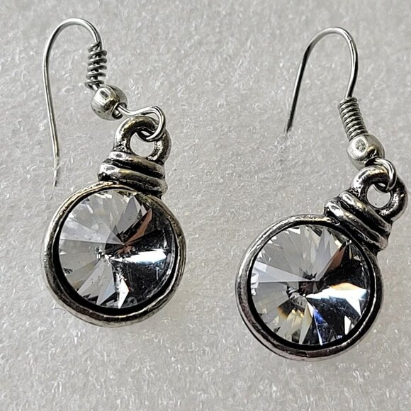 Clear Crystal Drop Earrings - Picture 3 of 11